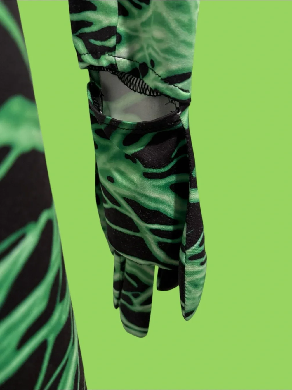 Neon Green Lightning Print Costume Dress - Unbranded
